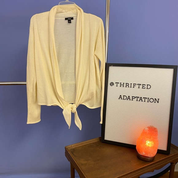 cream tie front cardigan